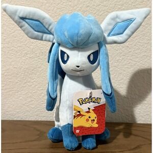 Pokemon Glaceon 8" Plush Jazwares Eevee Evolution Blue Stuffed Animal Toy NWT